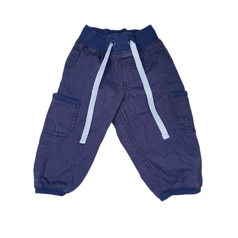 H&M Disney Baby Blue Jogger Pants Cargo Pockets Drawstring 6-9 Months Pinstripe